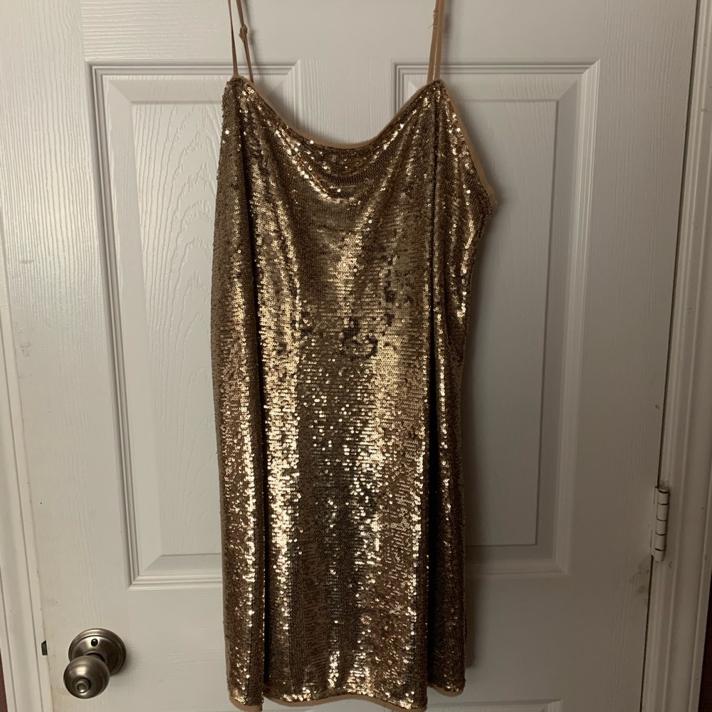 Gold sequins mini dress